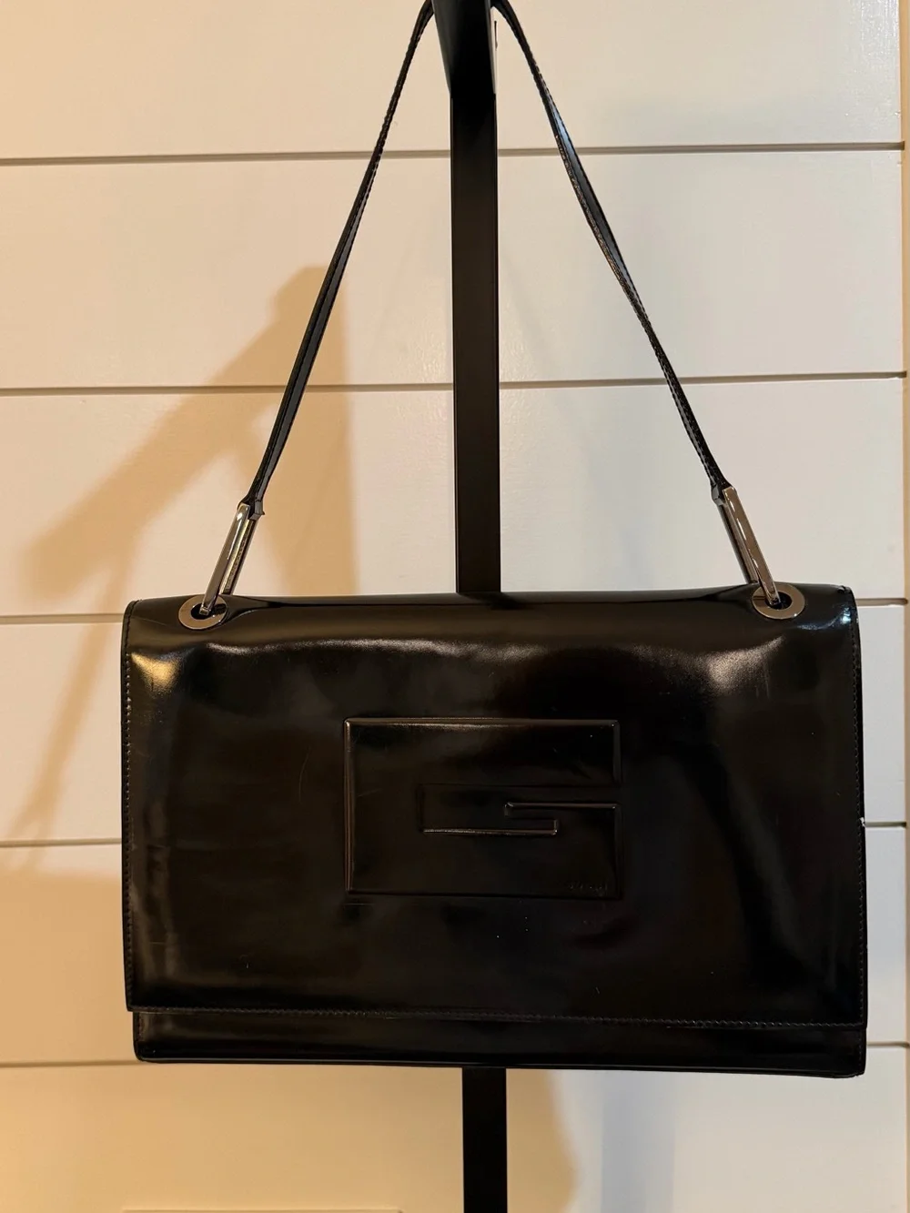 Vintage GUCCI Interlocking G Patent Leather Shoulder Bag